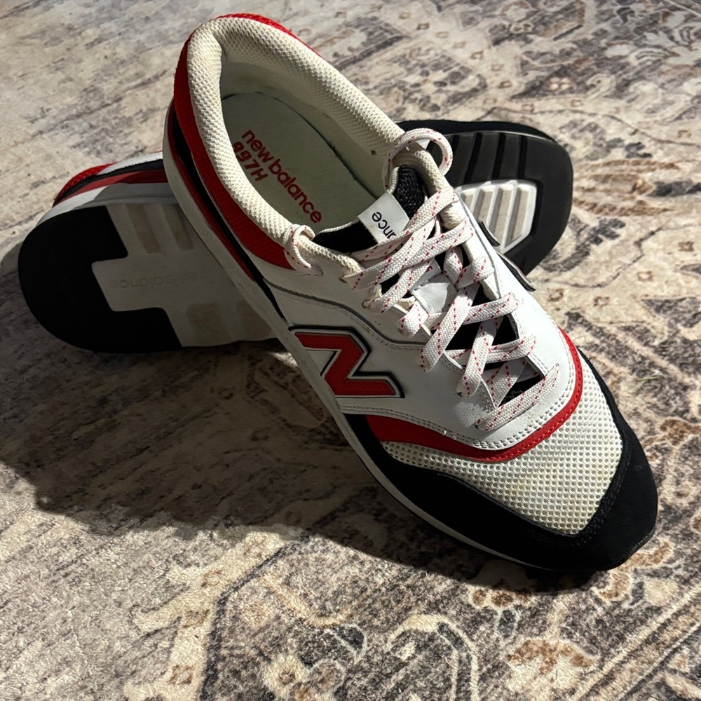 New Balance White, Red & Black Men's Athletic Sneakers